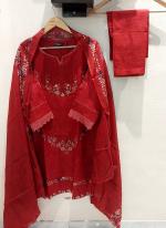 Pure Lawn Red Festival Wear Printed Readymade Pakistani Suit